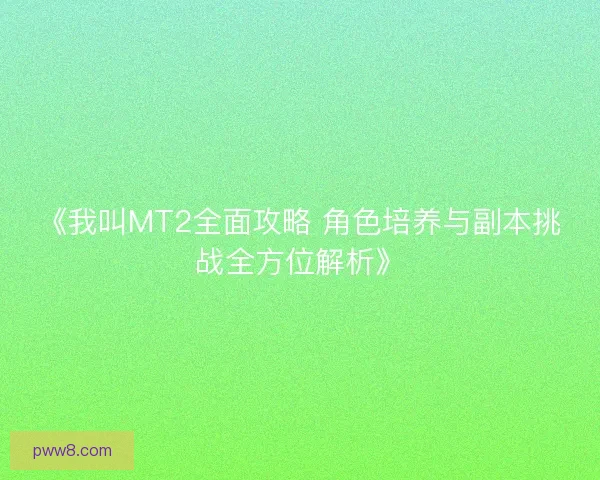 《我叫MT2全面攻略 角色培养与副本挑战全方位解析》