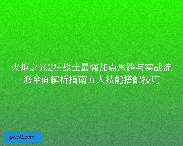 火炬之光2狂战士最强加点思路与实战流派全面解析指南五大技能搭配技巧