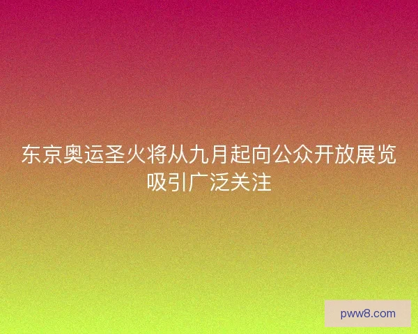 东京奥运圣火将从九月起向公众开放展览吸引广泛关注 东京奥运圣火将从九月起向公众开放展览吸引广泛关注