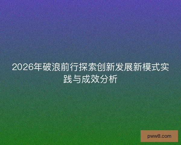 2026年破浪前行探索创新发展新模式实践与成效分析 2026年破浪前行探索创新发展新模式实践与成效分析